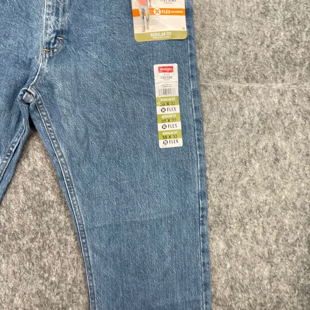 Wrangler Jeans 35x32 Mens Five Star Premium Regular Fit Flex Blue New